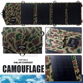 [カモフラージュ] air-J(エアージェイ)/ポータブルソーラー充電器 最大出力14W/AJ-SOLAR14W CF