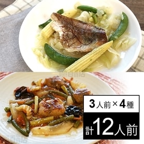 【冷凍】3人前×4種 ミールキット(酢豚、海鮮春雨炒め、赤魚中華蒸し、白身魚甘酢あんかけ)ストックキッチン中華4種セット