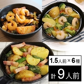 【冷凍】ミールキット 1.5人前×6種(酢豚、鶏肉キャベツにんにく醤油炒め、白身魚甘酢あんかけ、タンドリーシュリンプ、ベーコンアヒージョ、エビとポテトアヒージョ)ストックキッチン バラエティ6種(2)