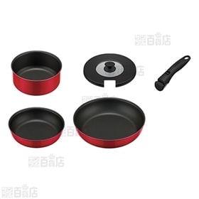 [レッド] サーモス(THERMOS)/取っ手のとれるフライパン 5点セット/KSA-5B-R
