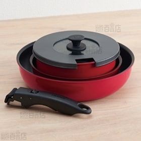 [レッド] サーモス(THERMOS)/取っ手のとれるフライパン 5点セット/KSA-5B-R