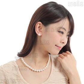 本真珠ネックレス&ピアス 大粒7.5-8.0mm 豪華2点セット ハートキーパーボックス付