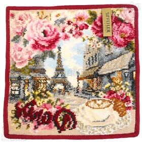 <RUE DE PARIS(ボルドー＆ぺブル)>フェイラーハンドタオル 25cm×25cm