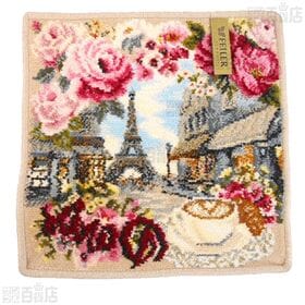<RUE DE PARIS(ボルドー＆ぺブル)>フェイラーハンドタオル 25cm×25cm