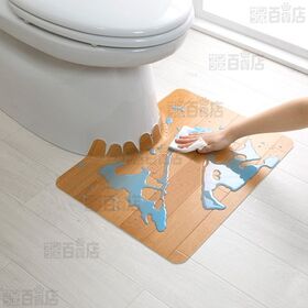 吸着拭けるフロアトイレマットウッド ショート ベージュ 巾55×奥行き43cm