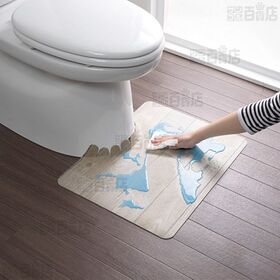 吸着拭けるフロアトイレマットウッド ショート ホワイト 巾55×奥行き43cm