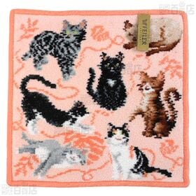 【FLUFFY FRIENDS(アプリコット)/PINK AND SWEET(ラズベリー)】フェイラーハンドタオル 25×25cm