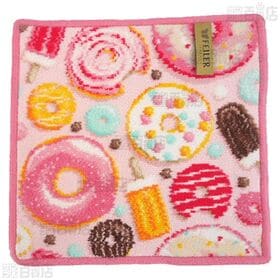 【FLUFFY FRIENDS(アプリコット)/PINK AND SWEET(ラズベリー)】フェイラーハンドタオル 25×25cm