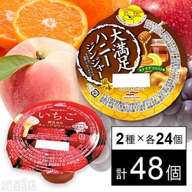 [2種計48個]マルハニチロ ゼリー2種セット ( 大満足ハニージンジャー風味 / 0kcalゼリー いちご 練乳風味キューブゼリー入り )