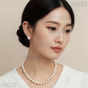 本真珠ネックレス&ピアス 大粒7.5-8mm 豪華2点セット