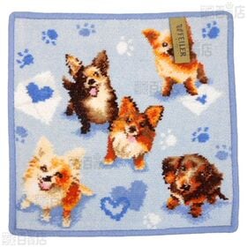 【WITH LOVE AND PAWS(ライトブルー)/FRUIT POTPOURRI(アザレア)】フェイラーハンドタオル 25×25cm