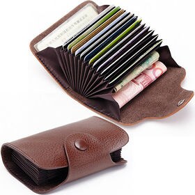 【キャメル】使いやすい 牛床革 アコーディオンカードケース