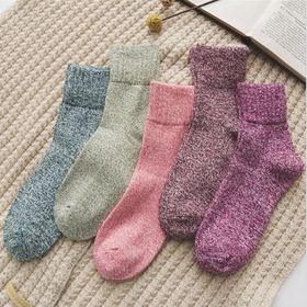 レディース 厚手ソックス 5足セット 無地 シンプル