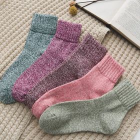 レディース 厚手ソックス 5足セット 無地 シンプル