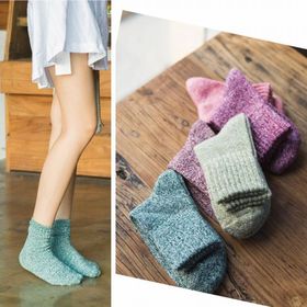 レディース 厚手ソックス 5足セット 無地 シンプル