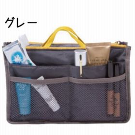 【グレー】バッグインバッグ インナーバッグ 散らかるカバンの中を整理整頓 | お財布・携帯などの必需品から手帳やペンも入る
