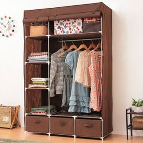 引き出し3個付 ハンガーラック カバー付き 幅110