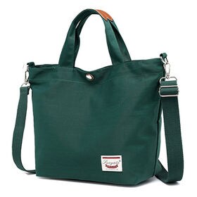 【ダークグリーン】シンプル2wayキャンバストートバッグ