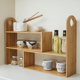 竹製キッチンマルチスパイスラック | キッチンのデッドスペースにマルチに配置できる竹製のスパイスラック