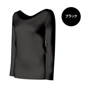 【L-LL/ブラック】裏起毛あったかシェイプインナー