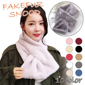 【カーキ】ファーマフラー フェイクファー エコファー差し込みマフラー ふわふわ