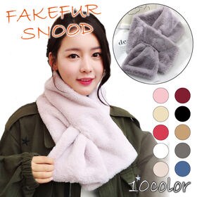 【グレー】ファーマフラー フェイクファー エコファー差し込みマフラー ふわふわ