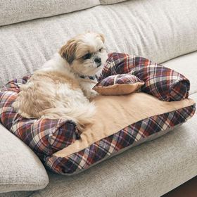 【オレンジ×キャメル】Pet Bed ペットベッド あご置きクッション付き