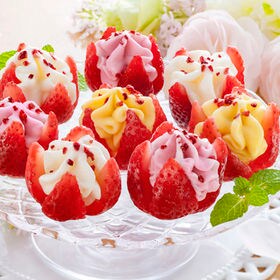 【3種/計11個】花いちごのバラエティアイス（博多あまおう）（A-DR）アイスの味は3種類♪ | 花のように開いた博多あまおうの彩りも味わいも華やかなアイスデザート！練乳＆イチゴ＆マンゴー