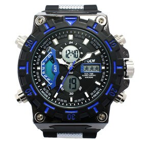 デジアナ時計 アナログ&デジタル クロノグラフ 防水時計 HPFS628-BKBL | アナデジ メンズ腕時計 保証付き