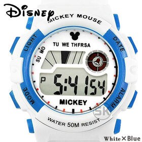 50M防水【デジタル表示 ミッキー スポーツ ユニセックス 腕時計】ディズニー キッズ【W×BLU】 | ディズニーでも珍しい、50M防水機能を搭載している、スポーティーモデルウォッチ。