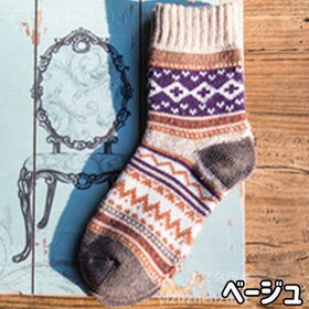 【ベージュ】レディース 靴下 5足セット 秋冬 暖かい かわいい ソックス 22-25cm