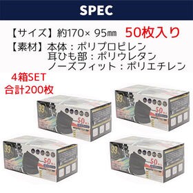 【ブラック200枚】不織布マスク 普通サイズ カラー 99％カットフィルター 大人用