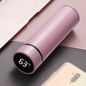 【ピンク】水温度がわかりやすいスマート温度表示付き！「保冷・保温ボトル(500ml)」