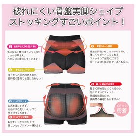 【M-L/ブラック】破れにくい骨盤美脚シェイプストッキング3足組