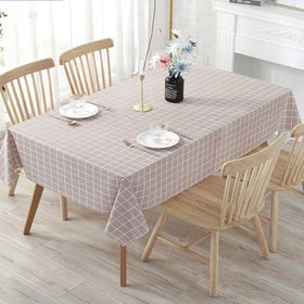 [ピンク×格子柄] テーブルクロス (約140×180cm) | 水や汚れもさっと拭き取れる！カットしてお好みの長さに調節可！お部屋の模様替えにもおすすめ♪
