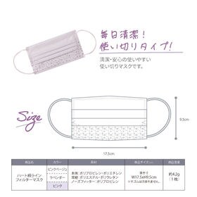 【10枚入り×3袋/ピンク】ハート柄ラインフィルターマスク