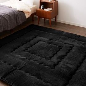 【ブラック】シンサレート使用あったか極厚7層ラグマット 135x185