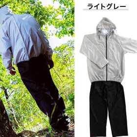 【M/ライトグレー】THE ROOTS レインスーツ リュック対応 上下セット