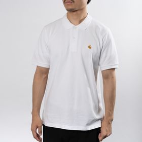 XLサイズ [CarharttWIP]ポロシャツ S/S CHASE PIQUE POLO ホワイト | 襟付きのシンプルなポロシャツは夏場のビジネスシーンにも◎