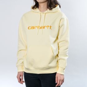 Sサイズ [CarharttWIP]パーカー W' HOODED CARHARTT ライトイエロー | ゆったりとしたオーバーサイズでラフに着こなせます♪裏起毛で保温性も◎