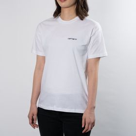 Sサイズ [CarharttWIP]Tシャツ W SCRIPT EMBROIDERY ホワイト | シーンを選ばないシンプルで着回しの効くデザインがお気に入り！
