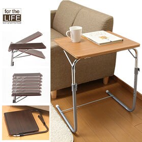【ナチュラル】角度調節折りたたみサイドテーブル | どなたでも簡単に引き寄せて使えるテーブル。