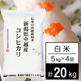 令和4年産 新米【20kg/白米】 越後の米 令和4年産 新潟県産 コシヒカリ 白米（5kgx4袋） | 産地にこだわった高級ブランド米。評判の良いおいしいお米です！