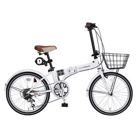 【ホワイト】折畳自転車20インチ・6SP・オールインワン＋
