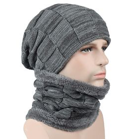 【ブラック】ニット帽 ネックウォーマー メンズ レディース スヌード 2点 セット 秋冬 男女兼用