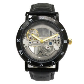自動巻き腕時計 シンプル機能のフルスケルトンデザイン ブラッ...