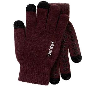 【ブラウン】スマホタッチ 滑り止め付き 手袋 スマホ手袋 防寒 秋 冬 通勤 通学 シンプル