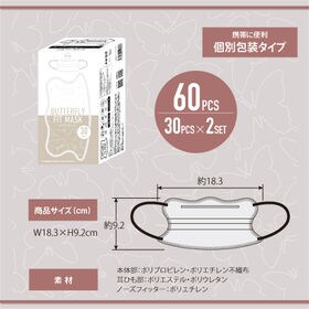 【60枚(30枚×2箱）/ピンク】バタフライフィットマスク