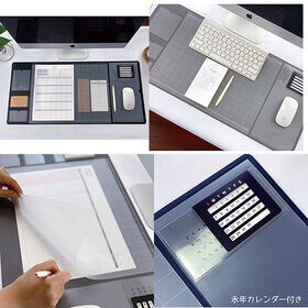 【ブラック】デスクマット 多機能 マット カレンダー付 クリア 無地 70×32.8cm