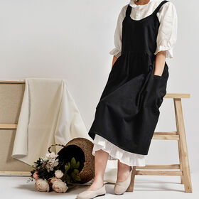 【ブラック】北欧風カフェエプロン おしゃれ ワークにも最適